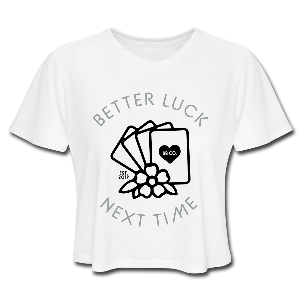 BETTER LUCK WHITE CROP TEE - white